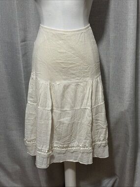 Gabi brand Skirt-Sz S-Pull on Style-Tiered with Underlay-Egg Shell Color-EUC